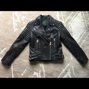 NWT ALL SAINTS Black Leather Papin Biker Jacket - size 8 (fits more like a 4-6)